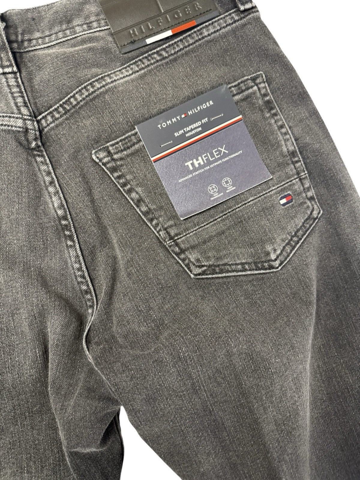 Tommy Hilfiger Herren Jeans Tapered Stretch W30 L36 Schwarz