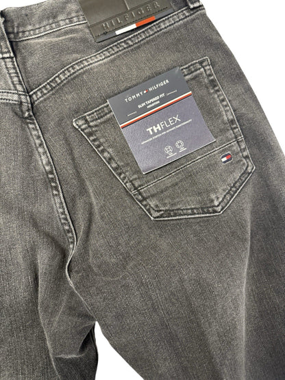 Tommy Hilfiger Herren Jeans Tapered Stretch W30 L36 Schwarz