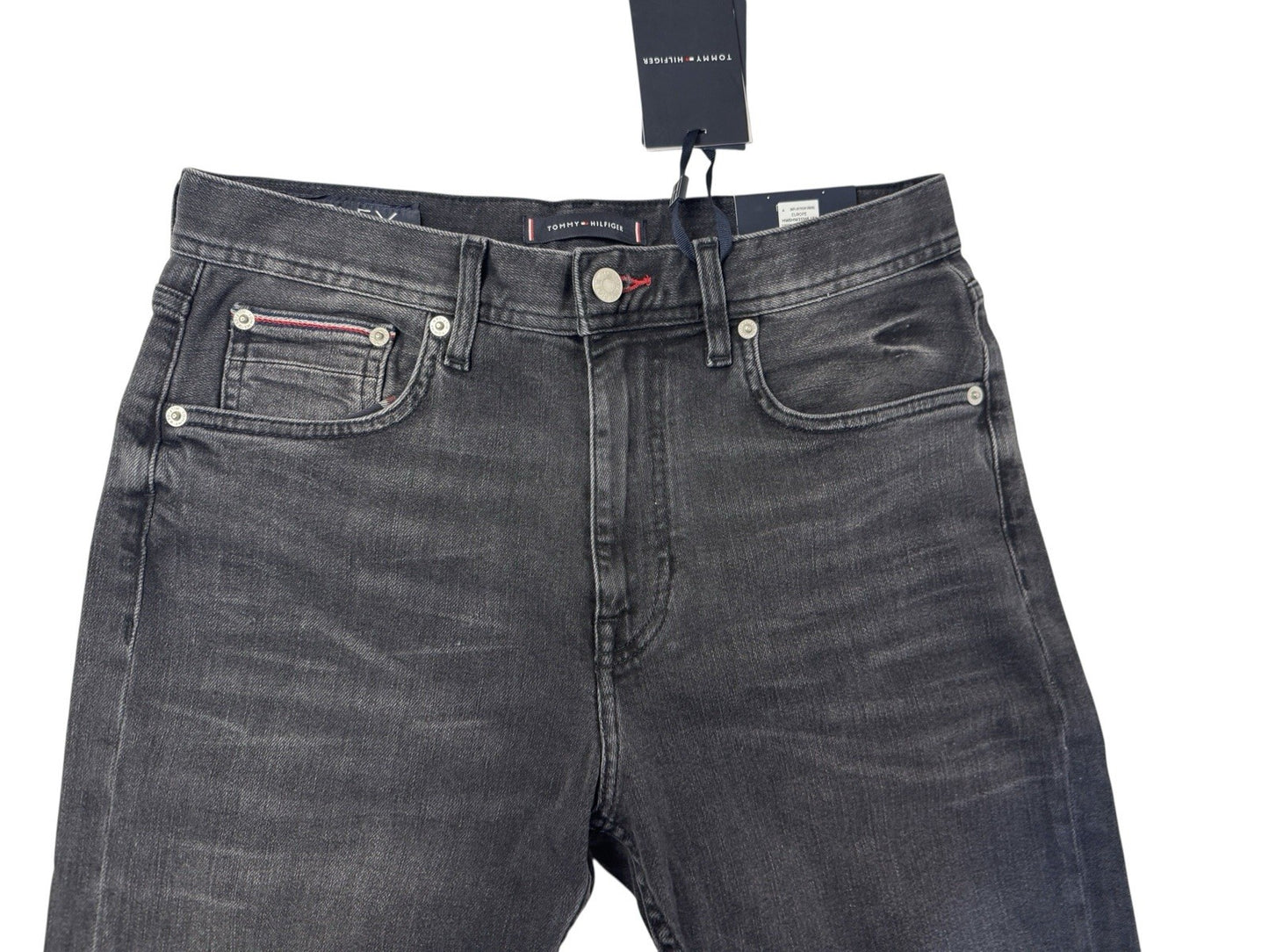Tommy Hilfiger Herren Jeans Tapered Stretch W30 L36 Schwarz