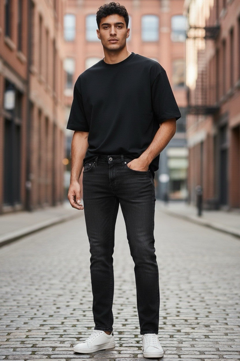 Tommy Hilfiger Herren Jeans Tapered Stretch W30 L36 Schwarz